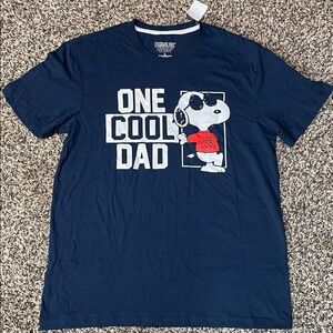 Peanuts Snoopy Navy Graphic “One Cool Dad” Mens Tee Shirt Var Sizes | NWT